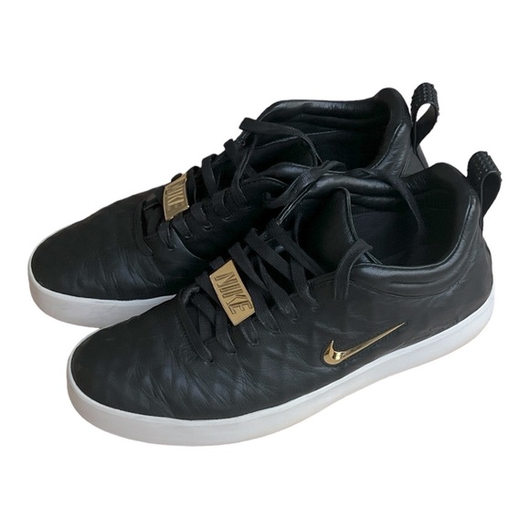 NIKE TIEMPO PREMIER 17 Black White Gold SWOOSH & EMBLEM Sneakers Men’s Size 9.5 - Picture 2 of 12